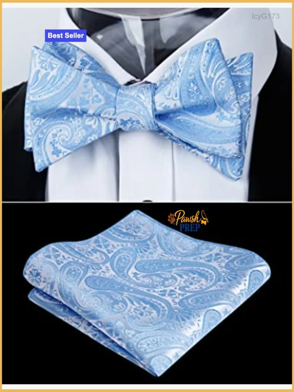 Men's Self-Tied Paisley Bow Tie Set with Pocket Square, 100% Polyester
